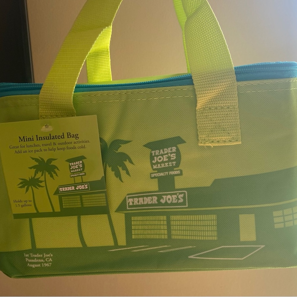 Trader Joe's Mini Insulated Tote - Lime Green & Teal
